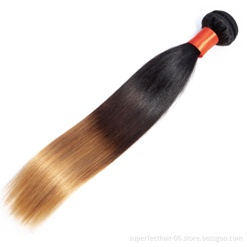Free Sample 100% Malaysian Human Hair Bundles 1B 4 27 Ombre Color With Lace Closure Cuticle Aligned Hair